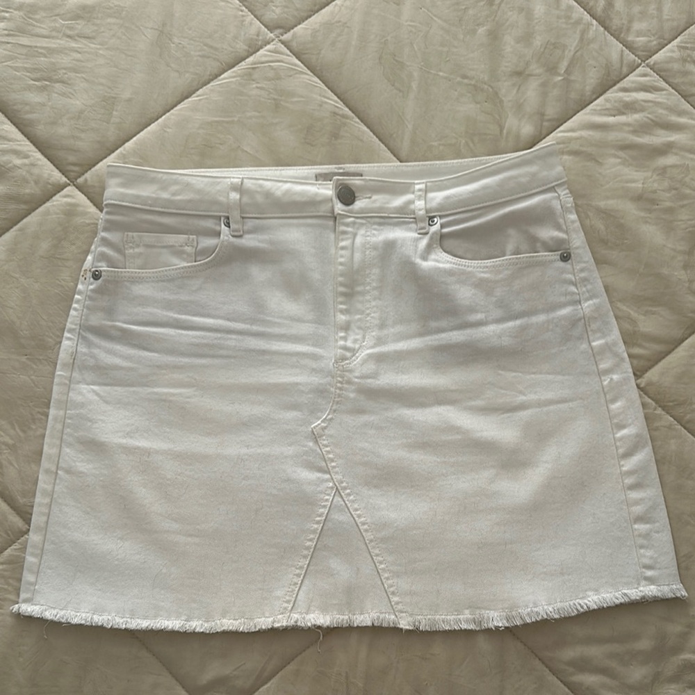 White Denim Mini Skirt